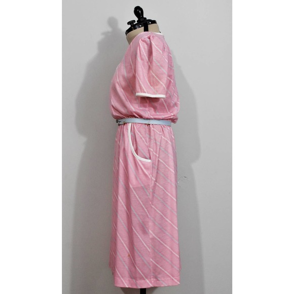 Times Up Le Temps Pink 80s Dress with Blue Stripes and Bolero - Picture 7 of 10